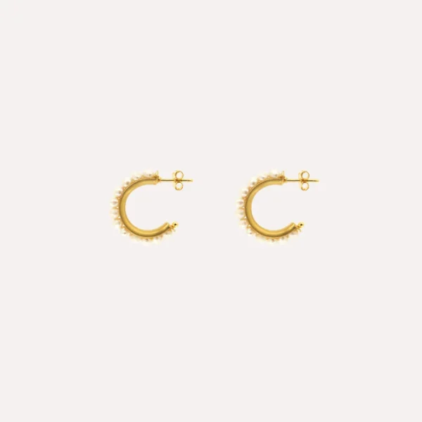 Minimalist Pearl Hoops - Image 2