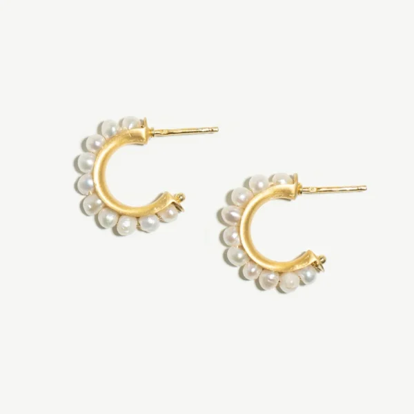 Minimalist Pearl Hoops